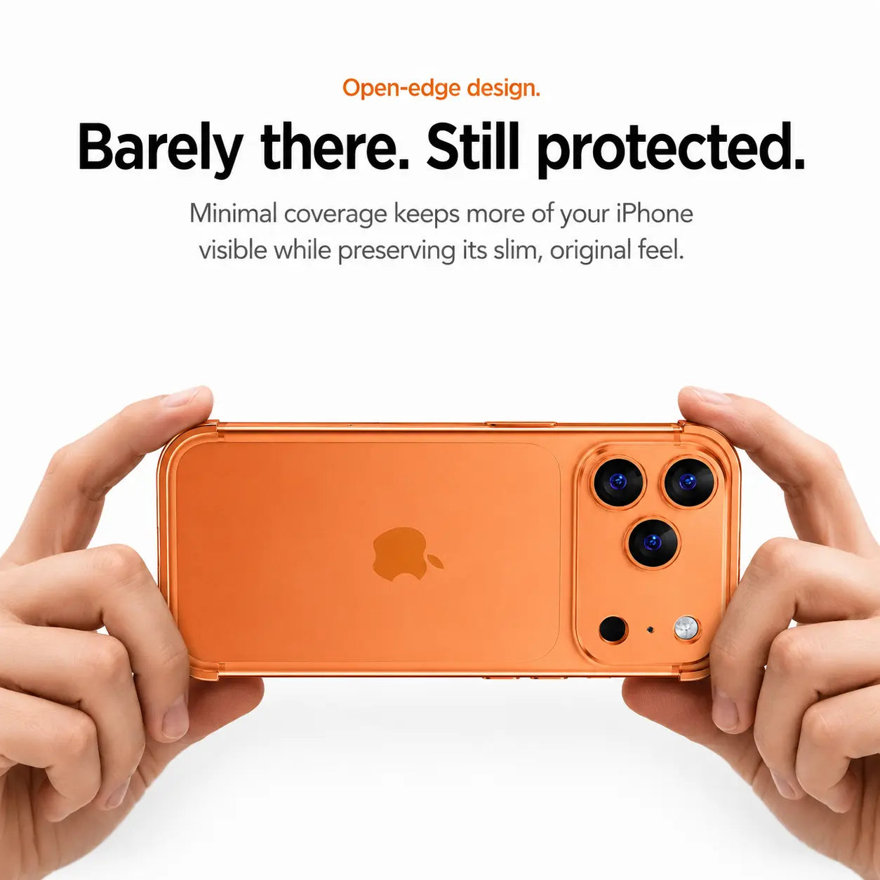 iPhone 18 Pro Max open-frame metal case with ultra-minimal design