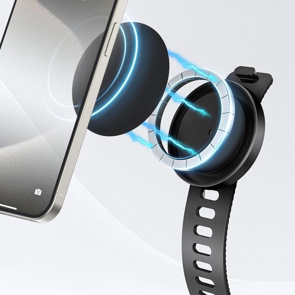 Magnetic phone holder compatible with MagSafe for gym equipment, bike handlebars, strollers, and flat magnetic surfaces