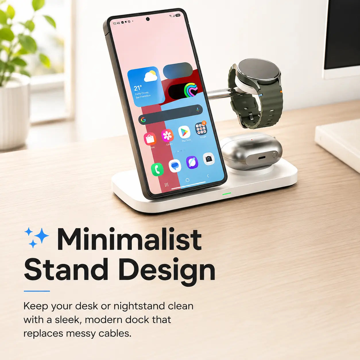 Qi2 magnetic charging station for Samsung Galaxy devices