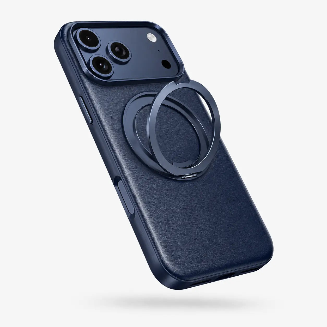 Leather iPhone case with rotating kickstand for hands-free viewing
