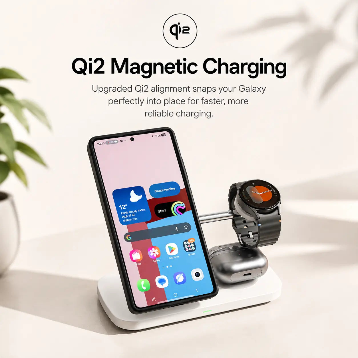 Samsung Galaxy 3-in-1 wireless charger with magnetic phone stand