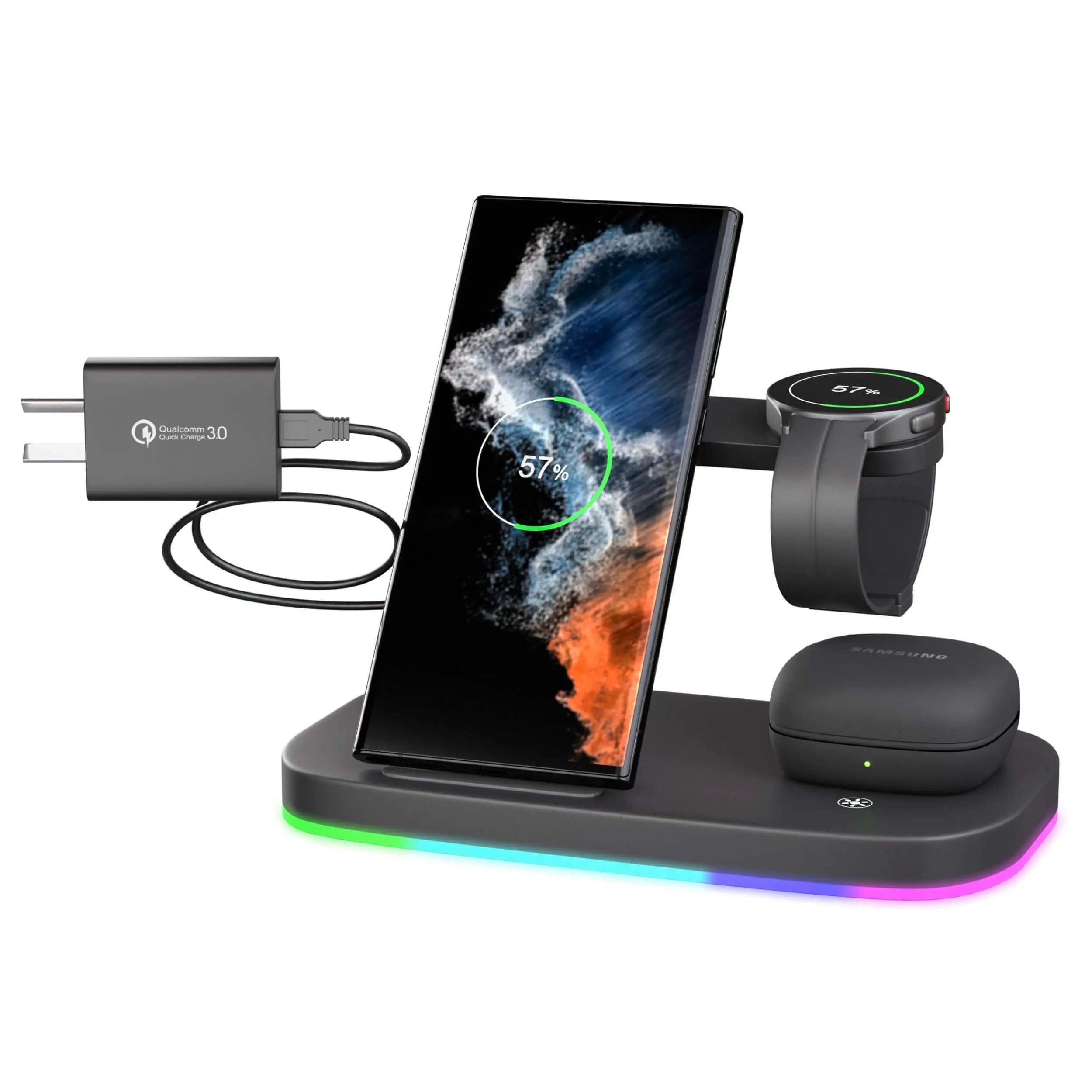 3 in 1 Samsung Wireless Charging Station for Samsung Galaxy S23 Ultra, Samsung Watch 5 Pro, Samsung Buds from Evolved Chargers